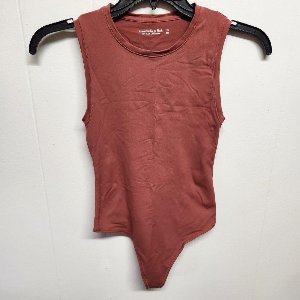 Abercrombie & Fitch Bodysuit Womens XS Brown Soft A&F Sleeveless Snap‎ Closure